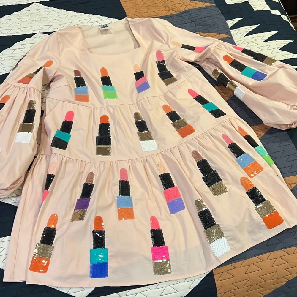 Colorful Lipstick Patterned Dress - Picture 1 of 1